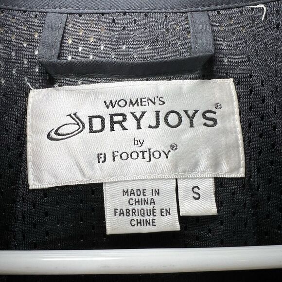 DryJoys by FootJoy Full Zip Snap Rain Jacket Womens Size Small Black Windbreaker - Picture 10 of 16